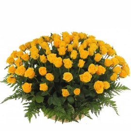 Basket with Yellow Roses